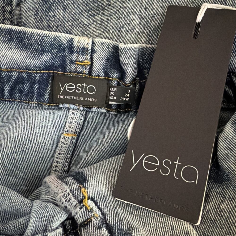 NWT Yesta Bleach Blue Zip Pockets Denim Skirt Elastic Waist #0905 Size 20 - Picture 6 of 6